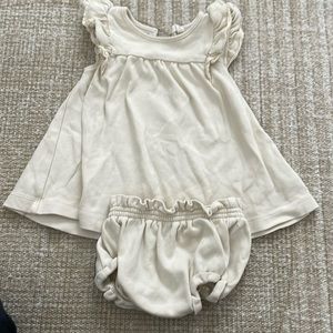 Quincy Mae 6-12 dress oatmeal and bloomer diaper cover flutter sleeve
